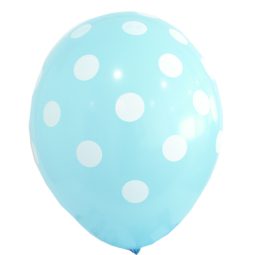 בלון לטקס -  תכלת עם נקודות לבנות 5 יח