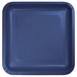 צלחות נייר גדולות מרובע - כחול