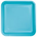 צלחות נייר גדולות מרובע - תכלת ברמודה