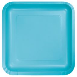 צלחות נייר גדולות מרובע - תכלת ברמודה