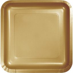 צלחות נייר גדולות מרובע זהב