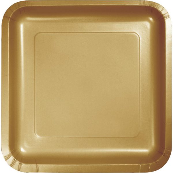 צלחות נייר גדולות מרובע זהב