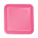 צלחות נייר קטנות מרובע ורוד ממתק