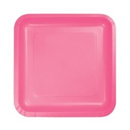 צלחות נייר קטנות מרובע ורוד ממתק