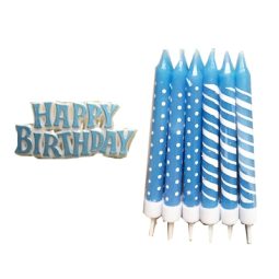 נרות happy birthday תכלת 12 יח