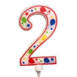 נר יום הולדת ספרה 2 ענק צבעוני