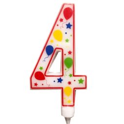 נר יום הולדת ספרה 4 ענק צבעוני