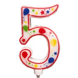 נר יום הולדת ספרה 5 ענק צבעוני