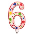 נר יום הולדת ספרה 6 ענק צבעוני
