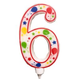 נר יום הולדת ספרה 6 ענק צבעוני