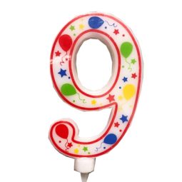 נר יום הולדת ספרה 9 ענק צבעוני