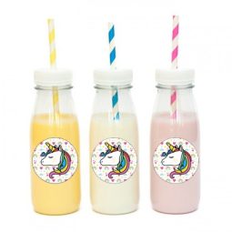 מדבקות עגולות לעיצוב חד קרן ורוד