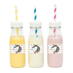 מדבקות מלבניות לעיצוב חד קרן ורוד