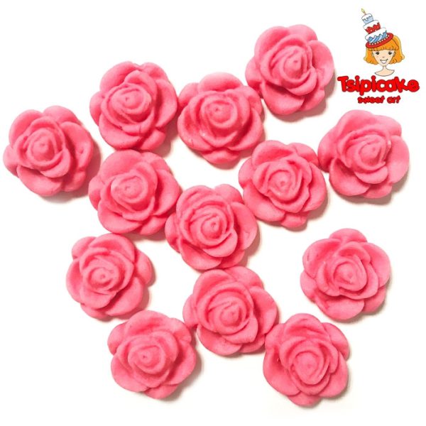 מיני שושנים מבצק סוכר - ורוד