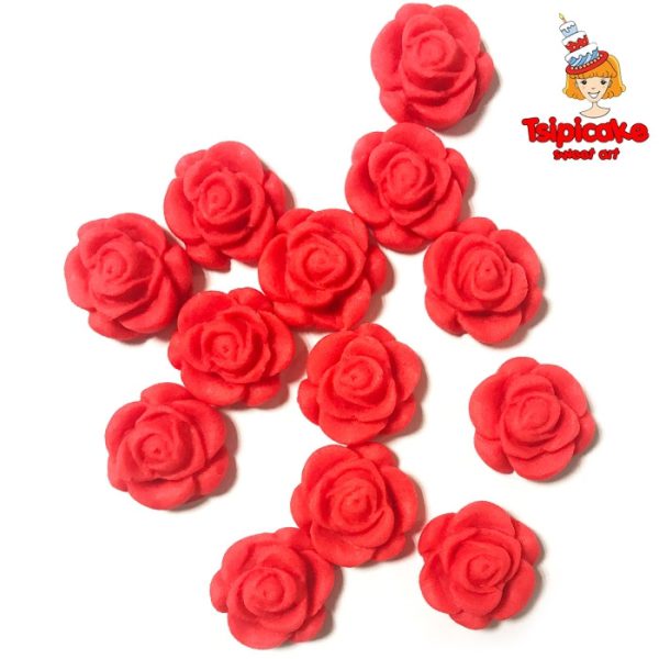 מיני שושנים מבצק סוכר - אדום