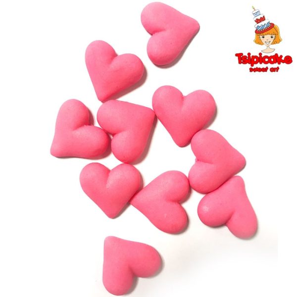 מיני לבבות מבצק סוכר- ורוד