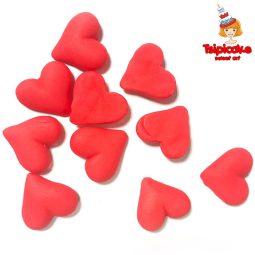 מיני לבבות מבצק סוכר- אדום
