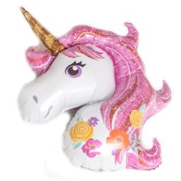 בלון הליום חד קרן פרחוני