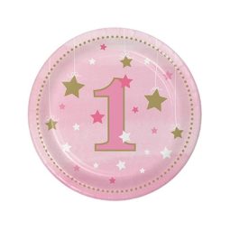 צלחות קטנות כוכב קטן ורוד - גיל שנה