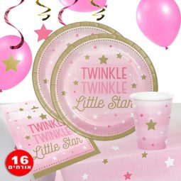 חבילת יום הולדת כוכב קטן ורוד 16 מוזמנים
