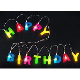 שרשרת נורות Happy Birthday צבעונית