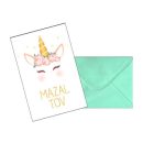 כרטיס ברכה חד קרן - מזל טוב