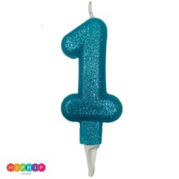 נר יום הולדת ספרה 1 תכלת