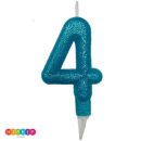 נר יום הולדת ספרה 4 תכלת