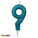 נר יום הולדת ספרה 9 תכלת