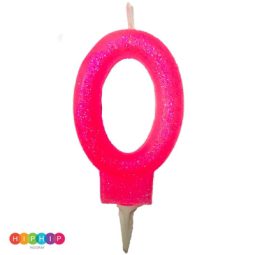 נר יום הולדת ספרה 0 ורוד