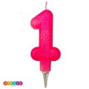 נר יום הולדת ספרה 1 ורוד