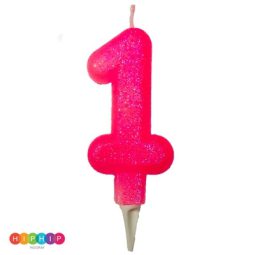 נר יום הולדת ספרה 1 ורוד