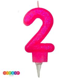 נר יום הולדת ספרה 2 ורוד