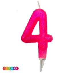 נר יום הולדת ספרה 4 ורוד