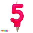 נר יום הולדת ספרה 5 ורוד