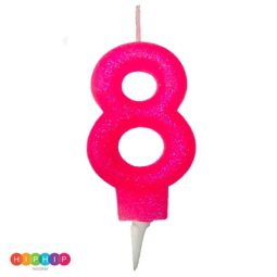 נר יום הולדת ספרה 8 ורוד