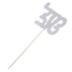 טופרים למרכז שולחן מזל טוב - כסף מנצנץ