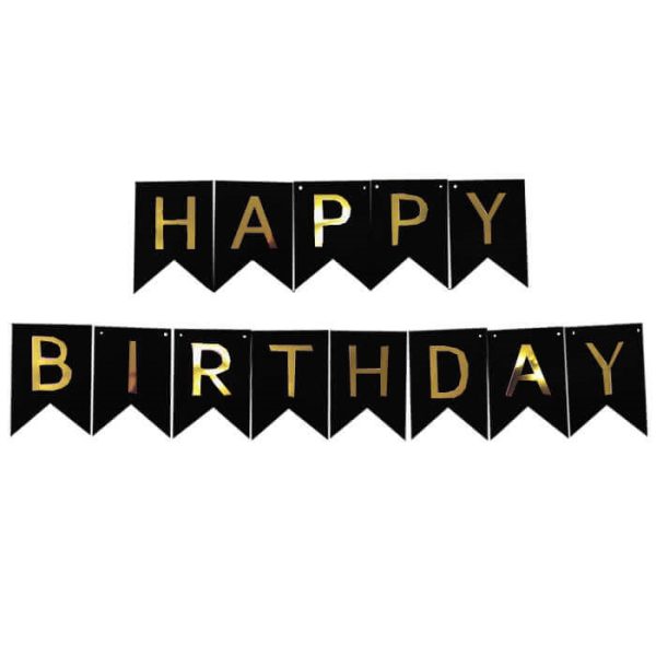 שרשרת אותיות happy birthday - זהב שחור