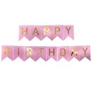 שרשרת אותיות happy birthday - זהב ורוד