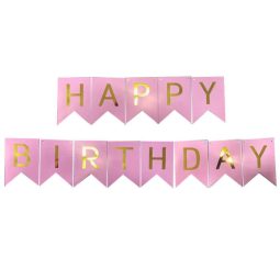 שרשרת אותיות happy birthday - זהב ורוד