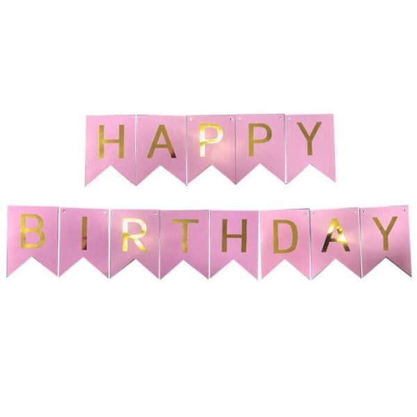 שרשרת אותיות happy birthday - זהב ורוד