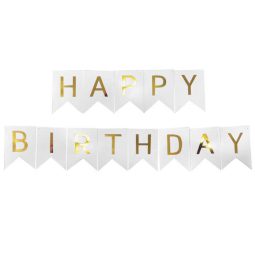 שרשרת אותיות happy birthday - זהב לבן