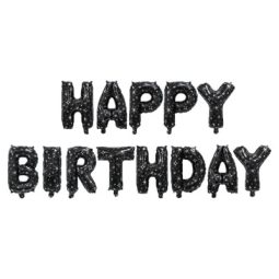 בלוני מיילר שחור עיטורים Happy Birthday