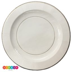 צלחות נייר גדולות קלאסיק קרם זהב