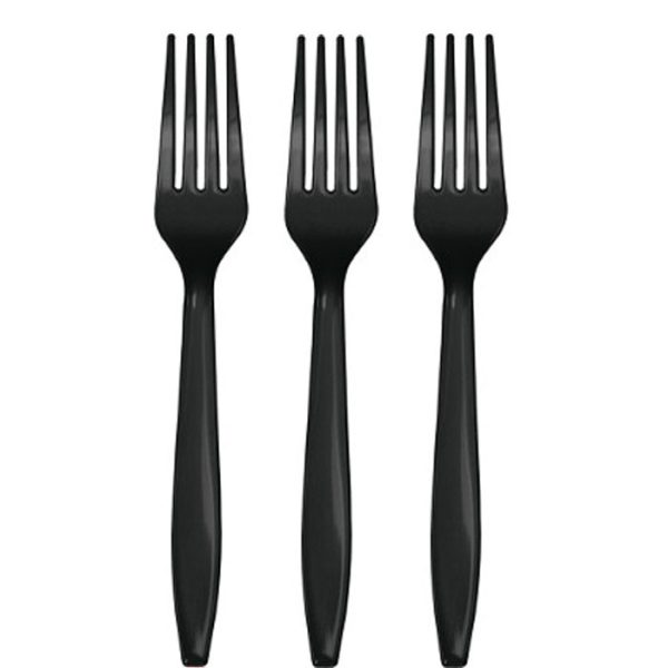 מזלגות חד פעמיים - שחור 24 יח