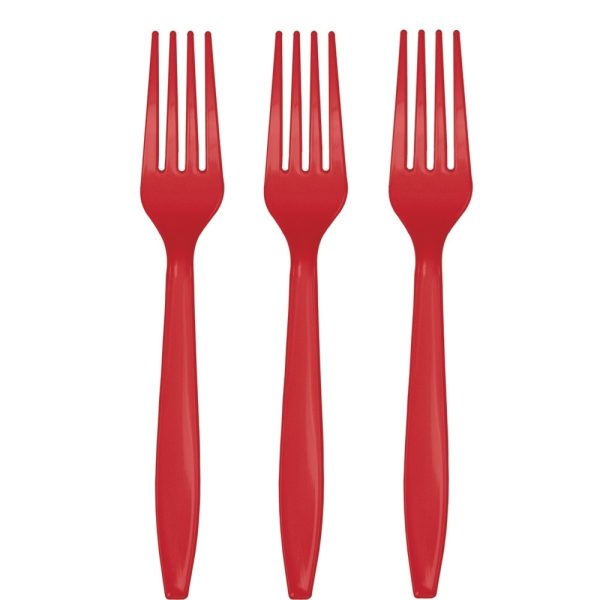 מזלגות חד פעמיים - אדום 24 יח