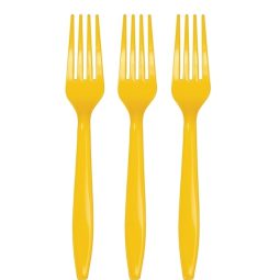 מזלגות חד פעמיים - צהוב 24 יח