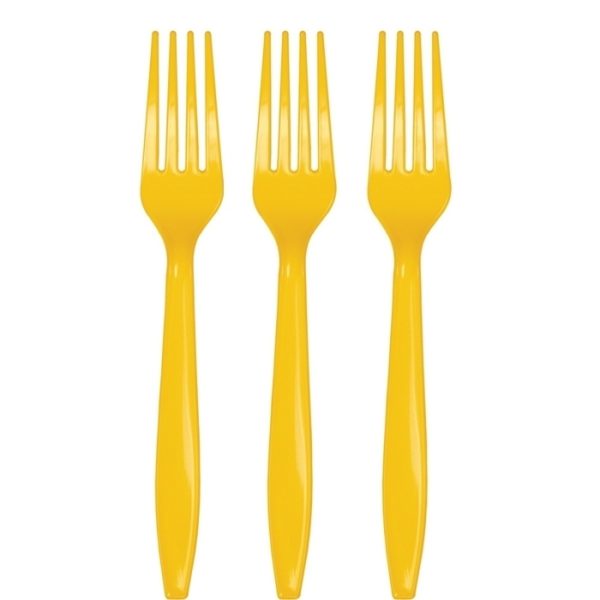 מזלגות חד פעמיים - צהוב 24 יח