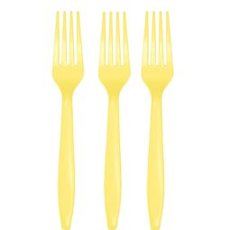 מזלגות חד פעמיים - צהוב מימוסה 24 יח