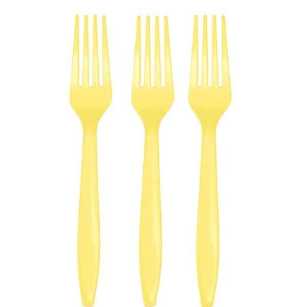 מזלגות חד פעמיים - צהוב מימוסה 24 יח